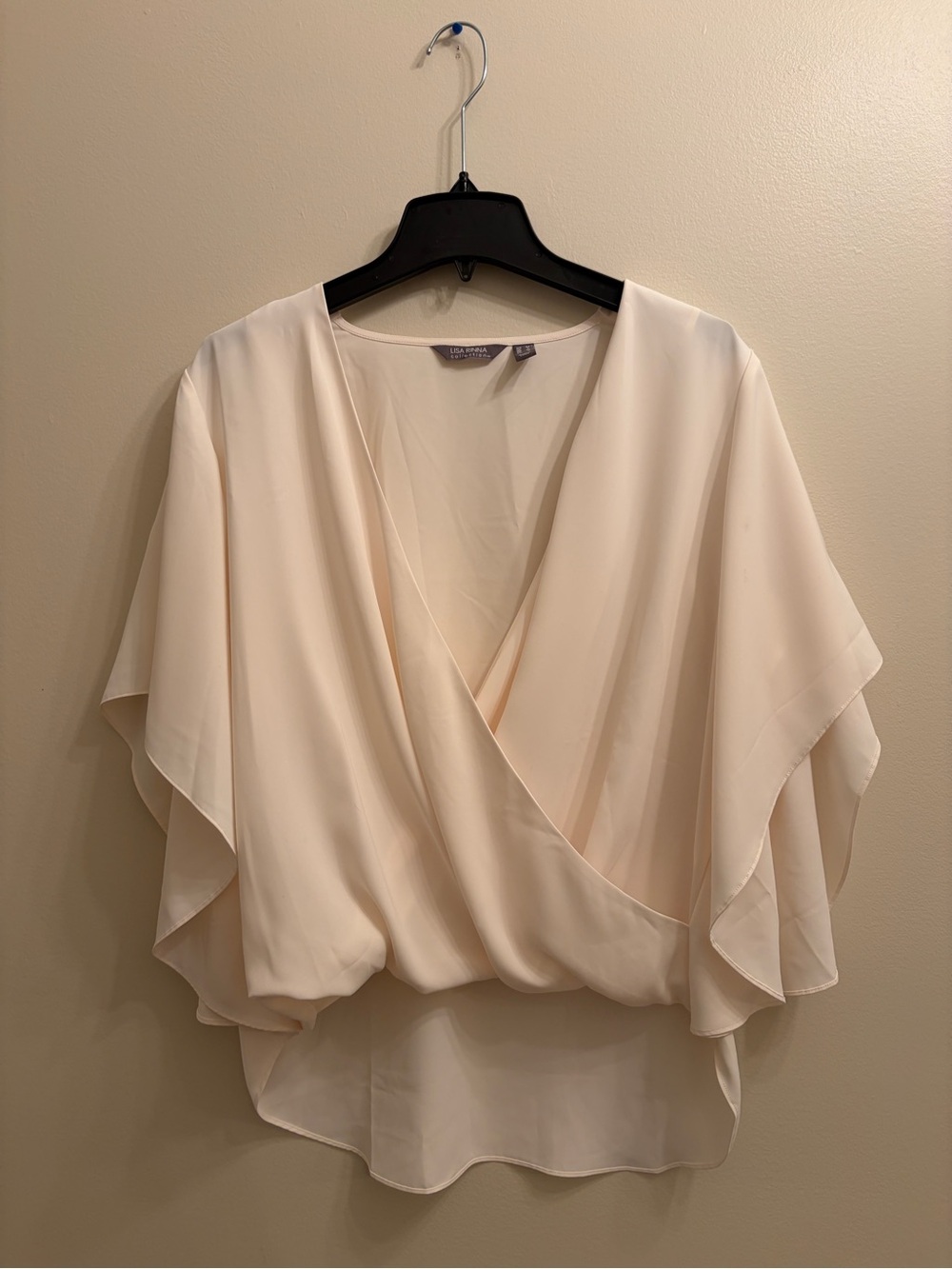 Lisa Rinna | Cream Surplice Flutter Sleeve Blouse